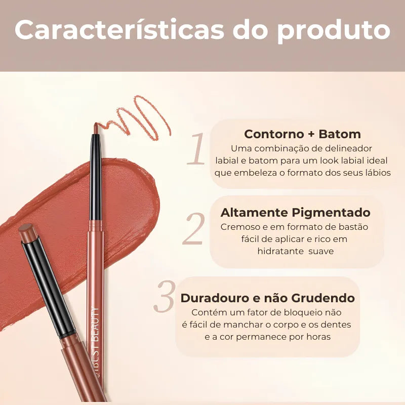 Close da embalagem externa Duo Labial Matte Perfeito