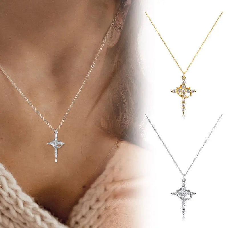 Colar Feminino de Cruz com Coroa Luxo - COMPRE 1 LEVE 2
