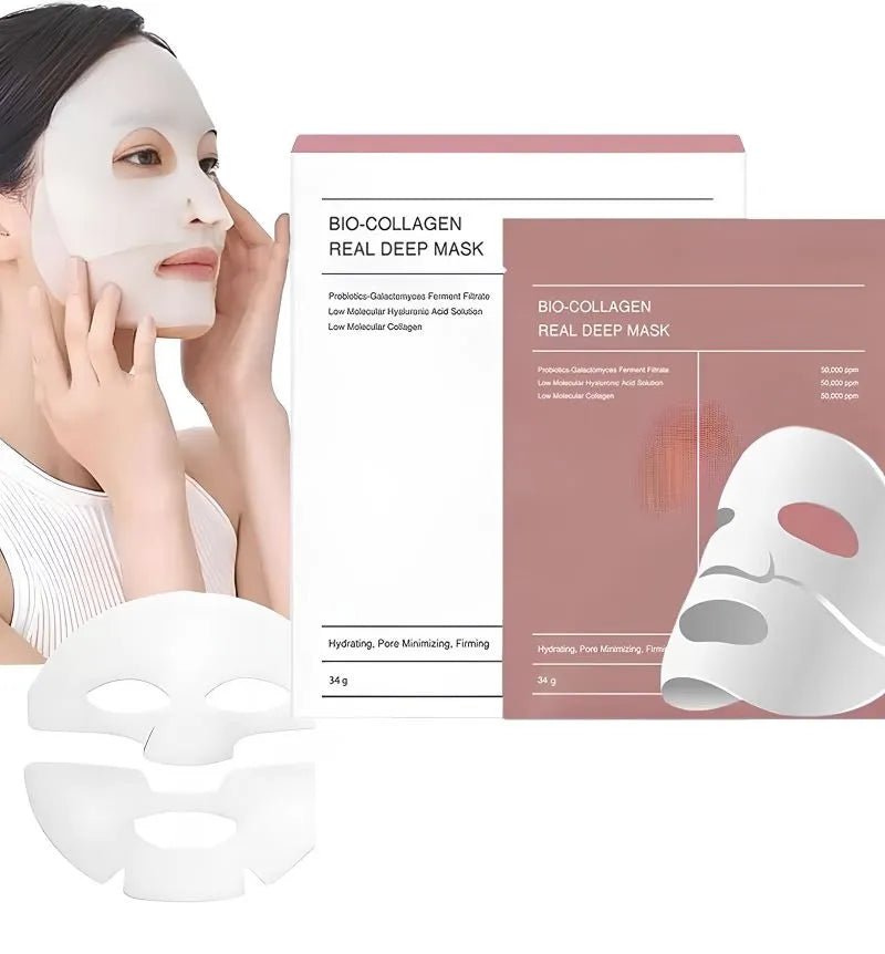 Aplicação da Máscara Facial de Biocolágeno no rosto
