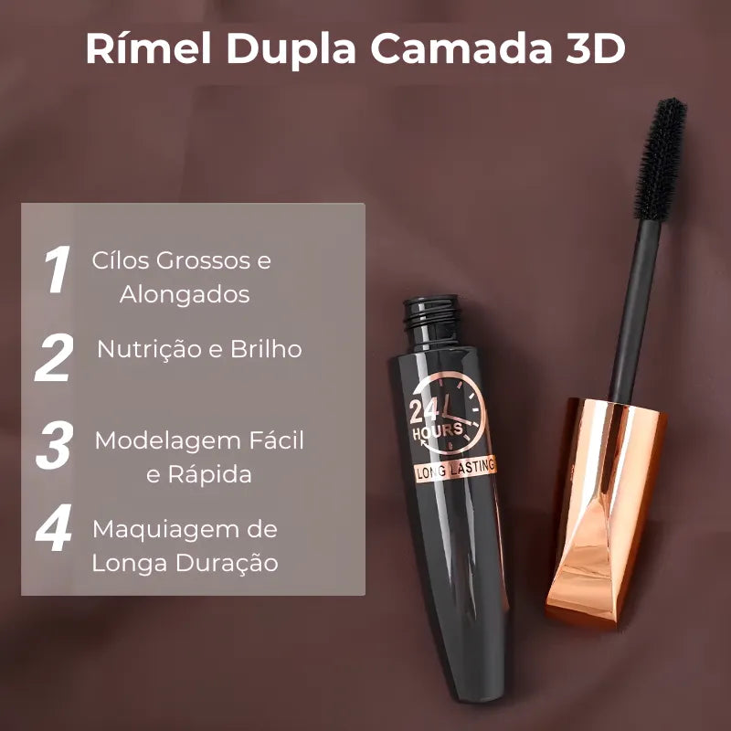 Cílios alongados com efeito 5D usando VolumeMax