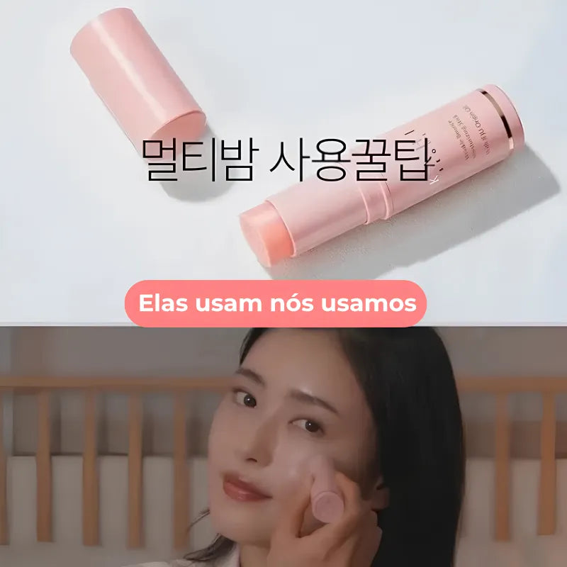 Aplicação do stick cream em lábios ressecados