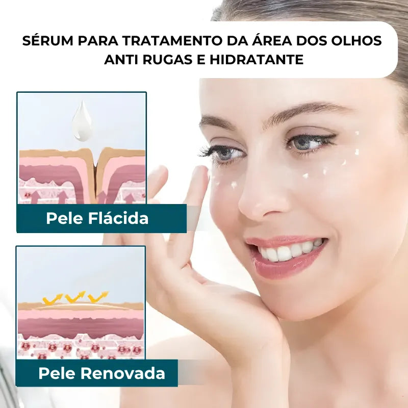 Gotinhas do sérum anti-olheiras sobre a pele